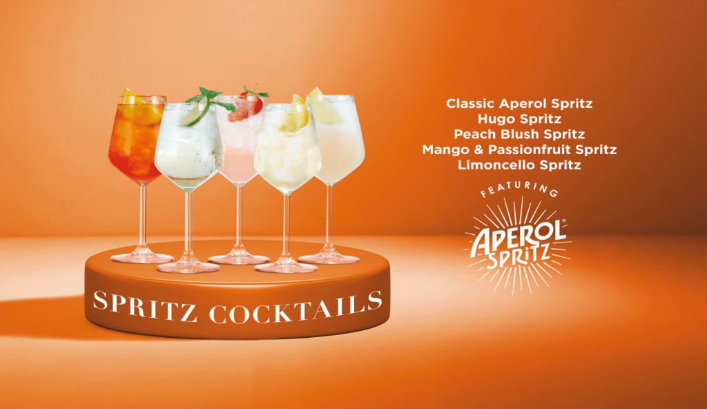 A selection of Aperol Spritz cocktails